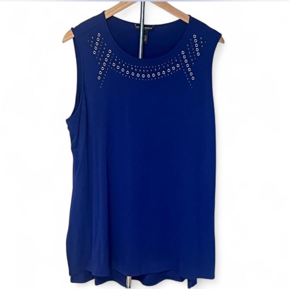 🛍️ 3/$15 Chelsea & Theodore Grommet Sleeveless Top XL 1X NWOT Blue